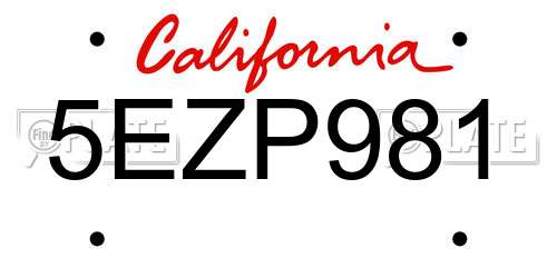5EZP981 California License Plate