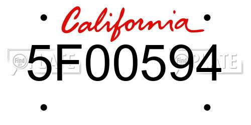 5F00594 California License Plate