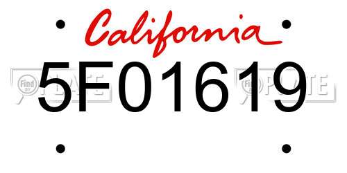 5F01619 California License Plate