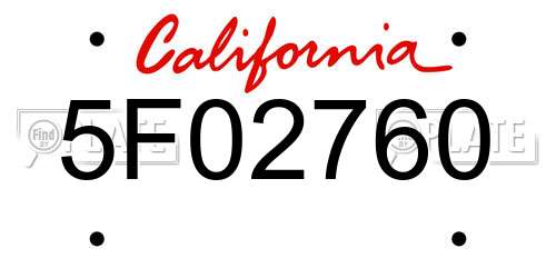 5F02760 California License Plate