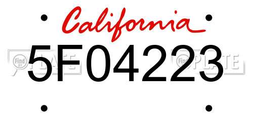5F04223 California License Plate