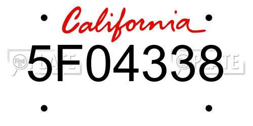 5F04338 California License Plate