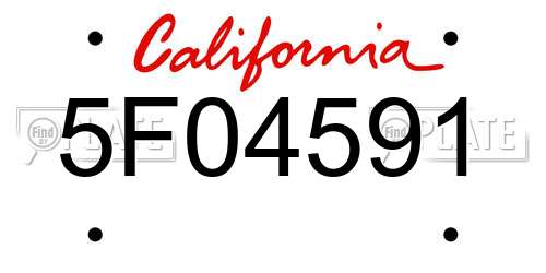 5F04591 California License Plate