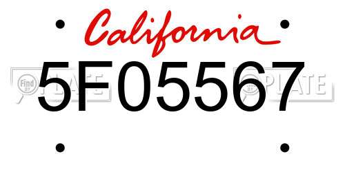5F05567 California License Plate
