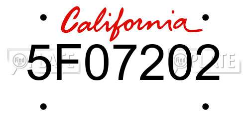 5F07202 California License Plate