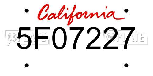 5F07227 California License Plate