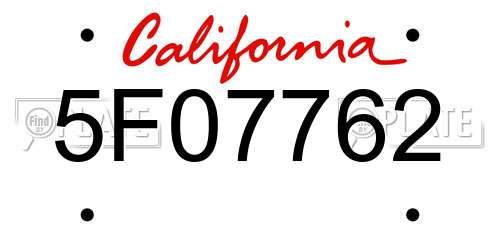 5F07762 California License Plate