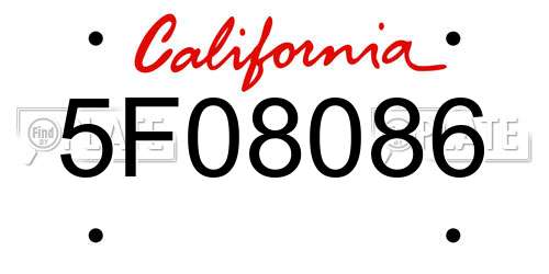 5F08086 California License Plate
