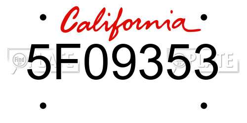 5F09353 California License Plate