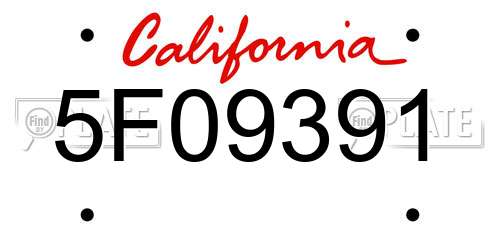 5F09391 California License Plate