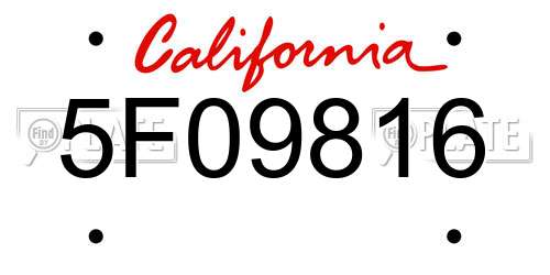 5F09816 California License Plate