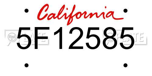 5F12585 California License Plate