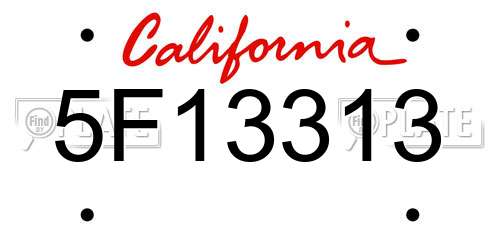 5F13313 California License Plate