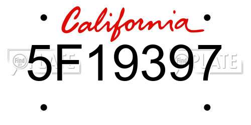5F19397 California License Plate