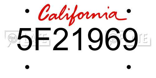 5F21969 California License Plate