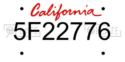 5F22776 California License Plate