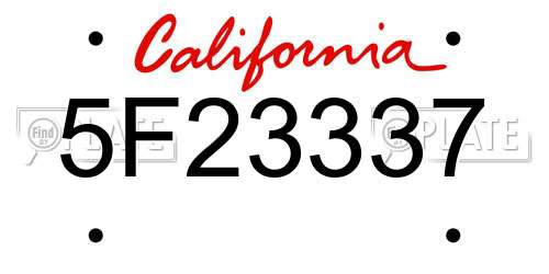 5F23337 California License Plate