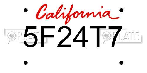 5F24T7 California License Plate