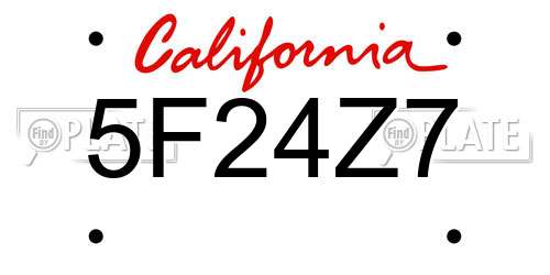 5F24Z7 California License Plate