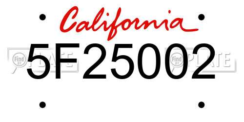 5F25002 California License Plate