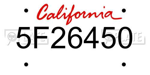 5F26450 California License Plate