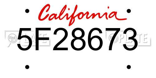 5F28673 California License Plate