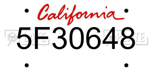 5F30648 California License Plate