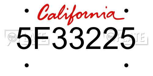 5F33225 California License Plate