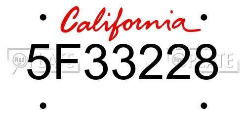 5F33228 California License Plate