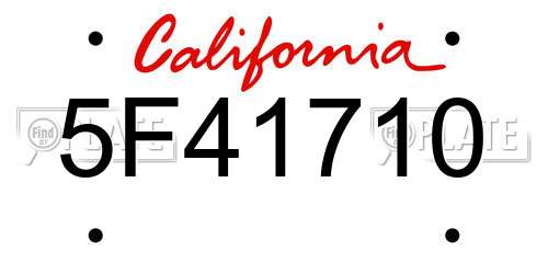 5F41710 California License Plate
