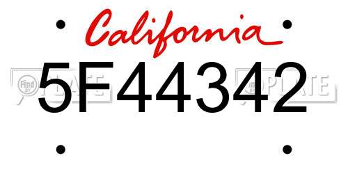 5F44342 California License Plate