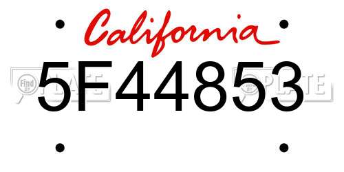 5F44853 California License Plate