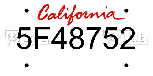 5F48752 California License Plate