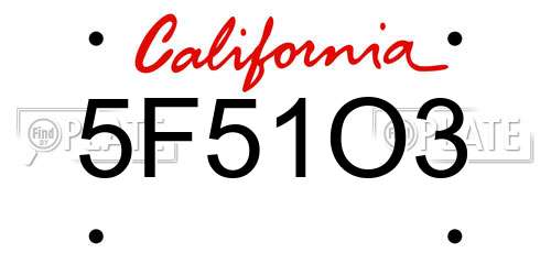 5F51O3 California License Plate