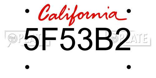 5F53B2 California License Plate