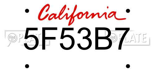 5F53B7 California License Plate
