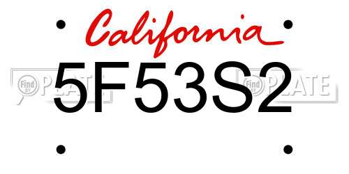 5F53S2 California License Plate