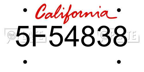 5F54838 California License Plate