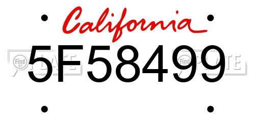 5F58499 California License Plate