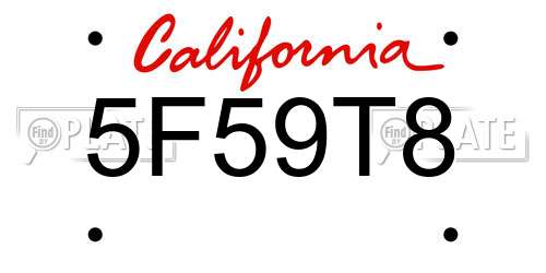 5F59T8 California License Plate