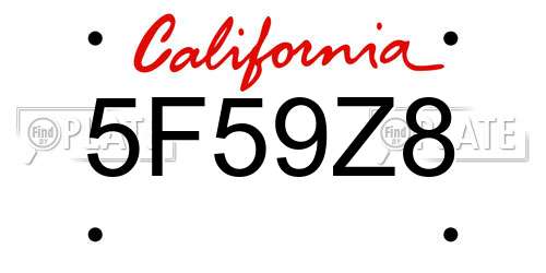 5F59Z8 California License Plate