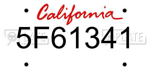 5F61341 California License Plate