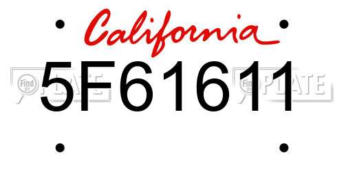 5F61611 California License Plate