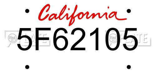 5F62105 California License Plate