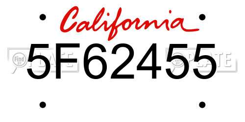 5F62455 California License Plate