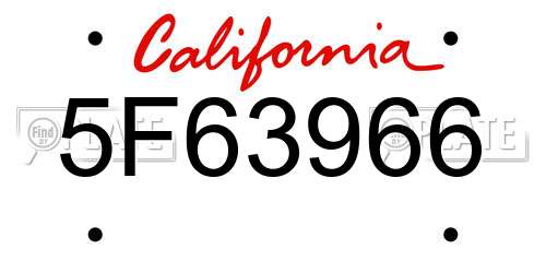5F63966 California License Plate