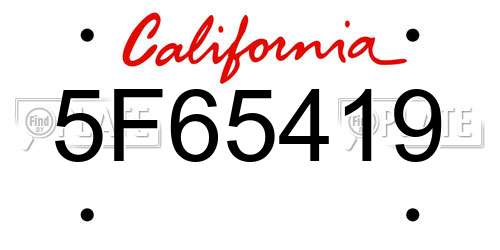 5F65419 California License Plate
