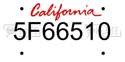 5F66510 California License Plate