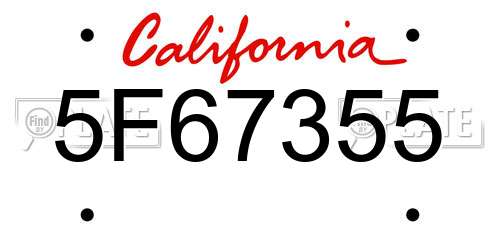 5F67355 California License Plate