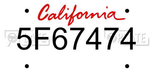 5F67474 California License Plate